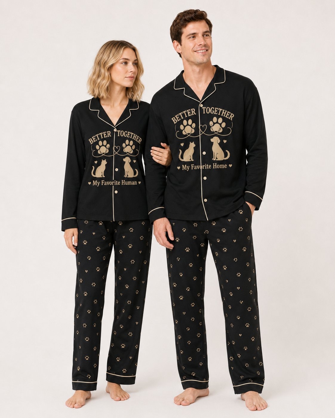 Better Together Paw Print Couple Pajamas