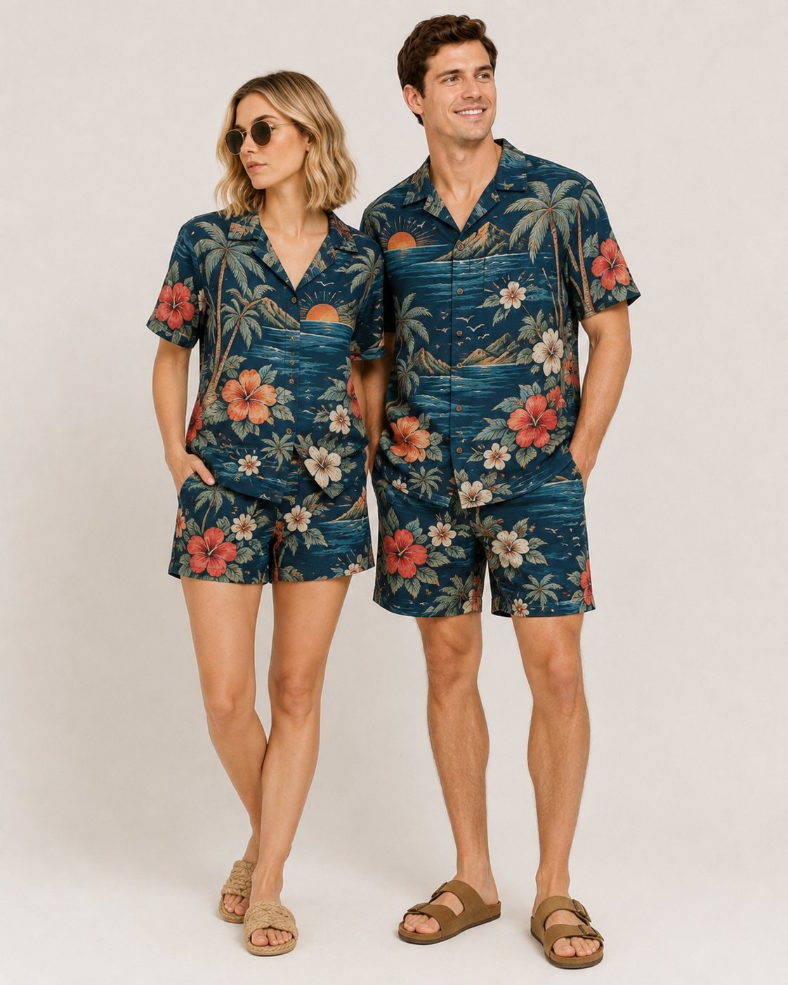Island Sunset Together Couple Vacation Outfit Set