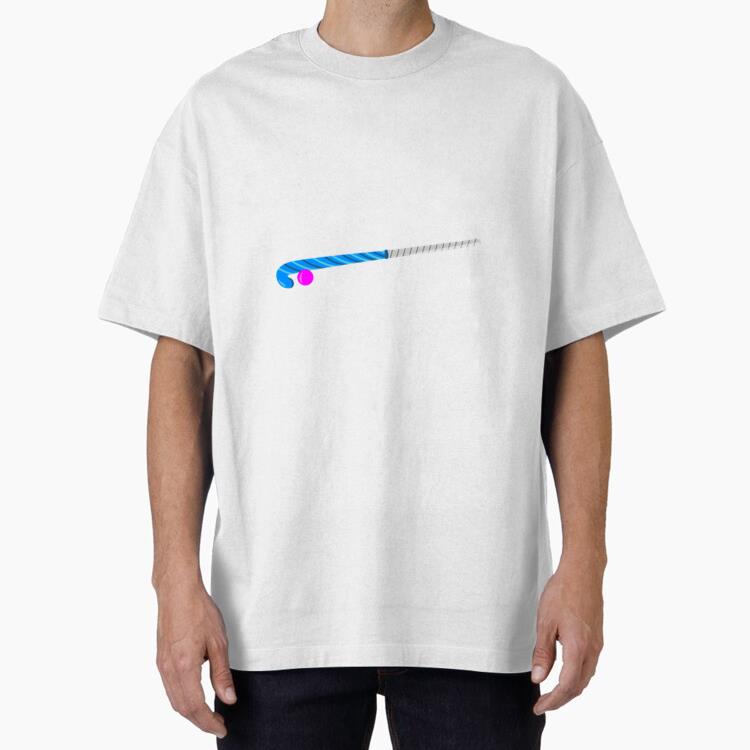 Blue Hockey Stick Design Flat Oversized T-Shirt