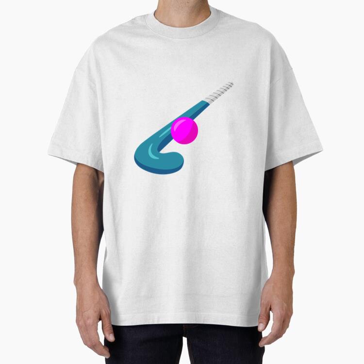 Blue Hockey Stick Flat Oversized T-Shirt