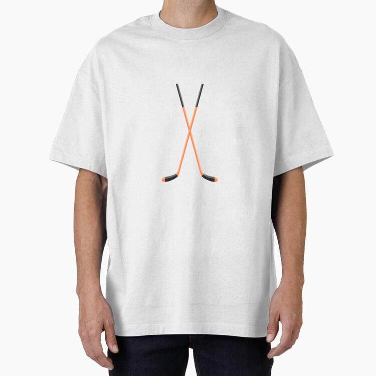 Crossed Hockey Sticks Icon Oversized T-Shirt