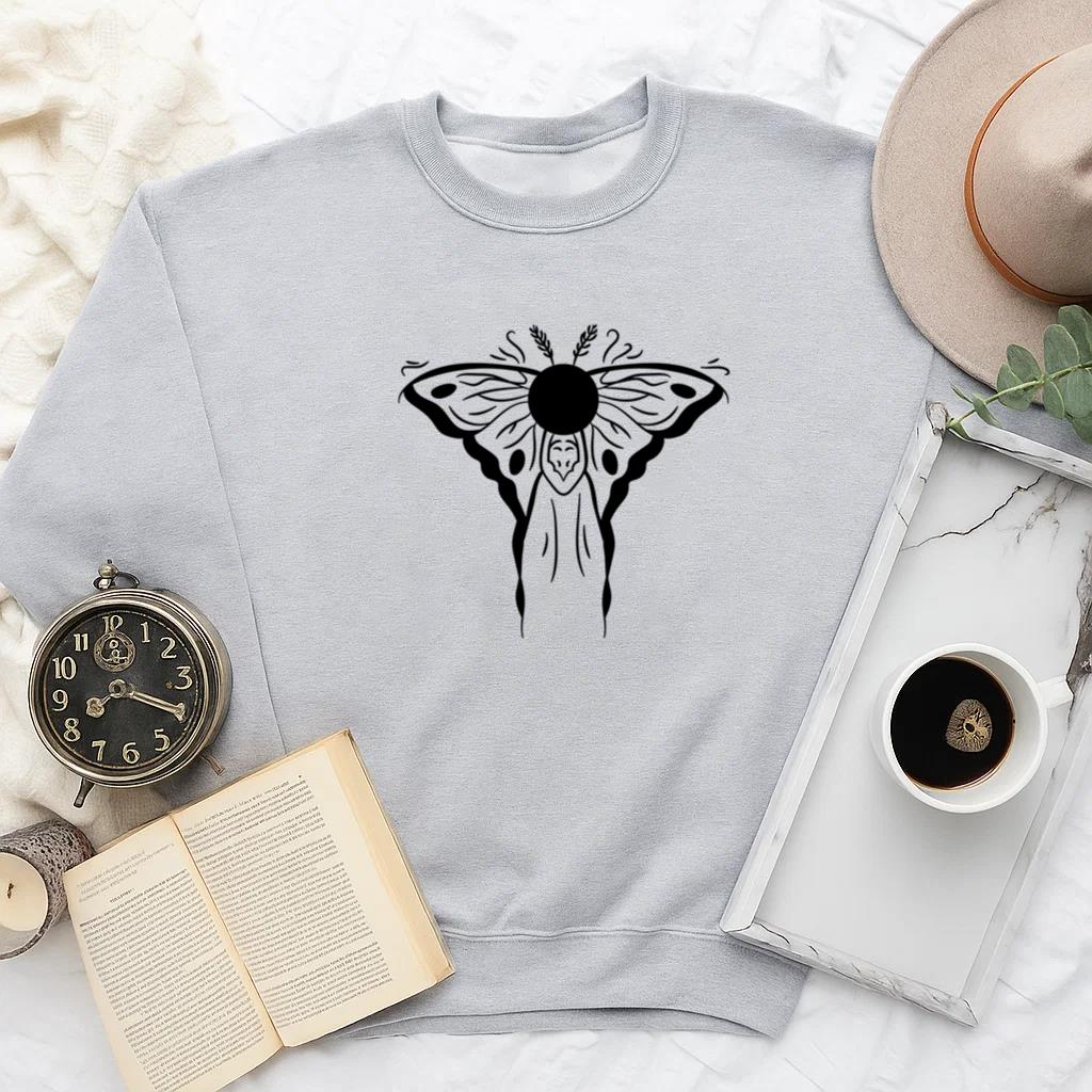 Elegant Butterfly And Figure Illustration Sweatshirt