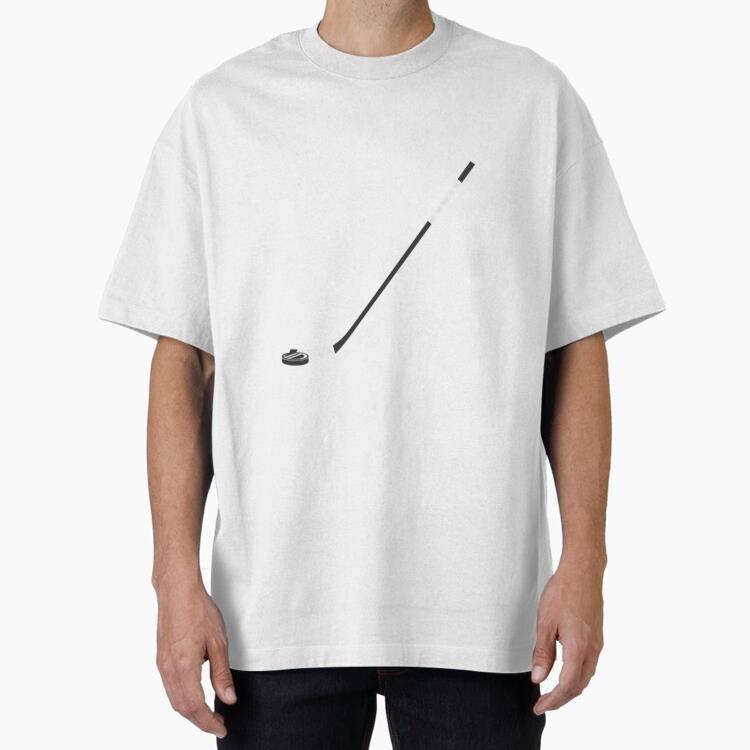 Flat Colored Ice Hockey Stick Oversized T-Shirt