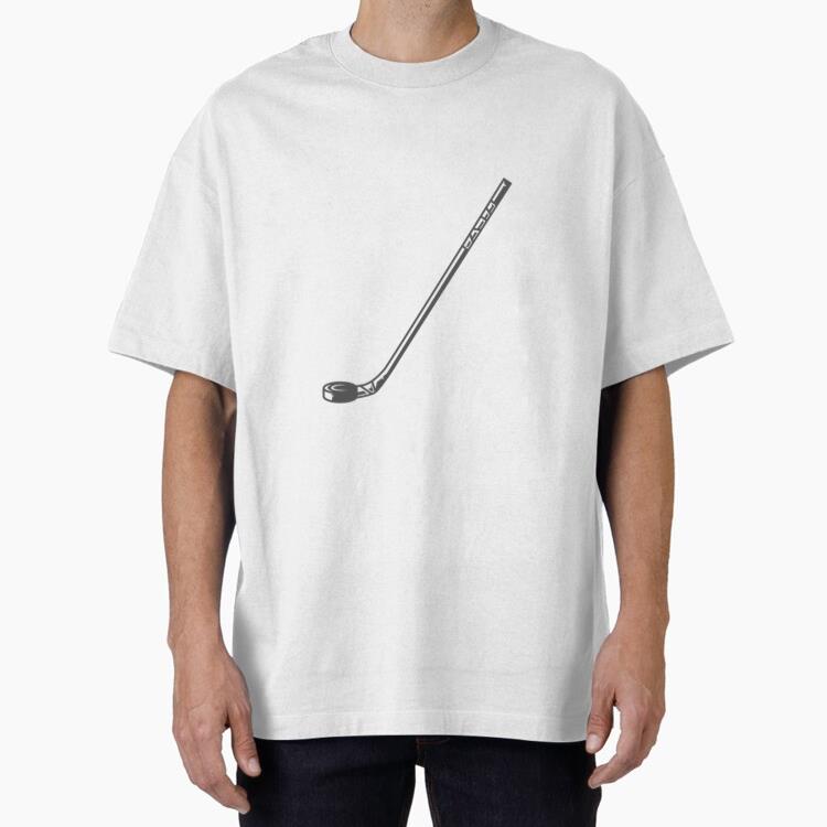 Flat Puck And Hockey Stick Filled Stroke Oversized T-Shirt