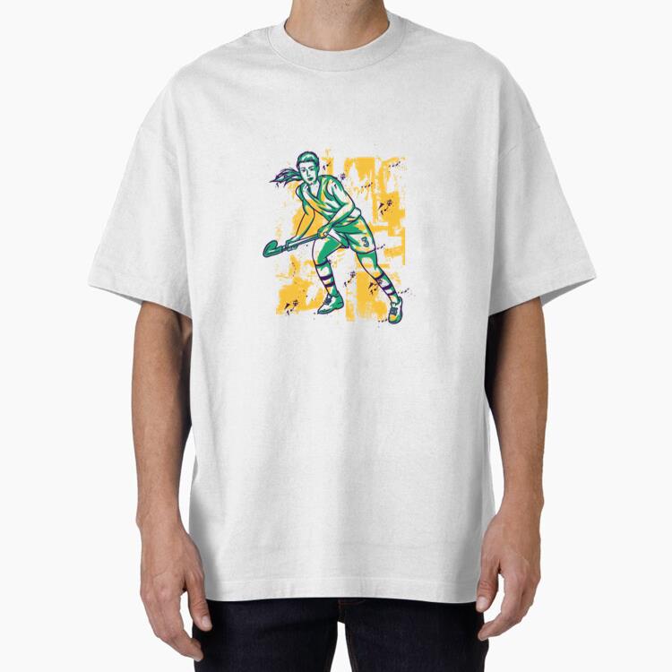 Girl Playing Field Hockey With A Stick Oversized T-Shirt