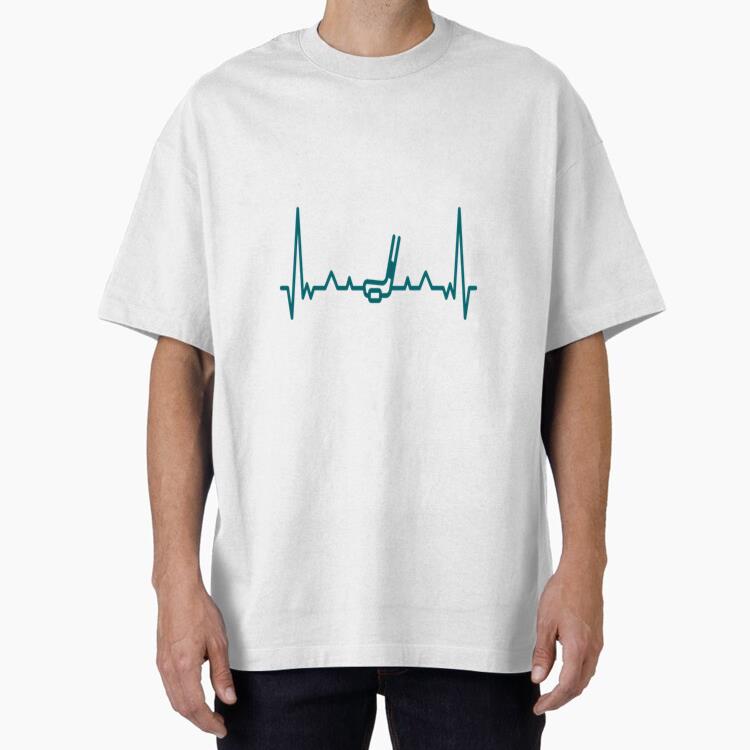 Heartbeat With Hockey Stick Oversized T-Shirt