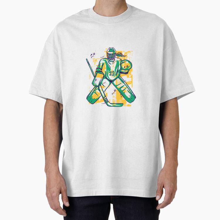 Hockey Goalie Holding A Stick Oversized T-Shirt