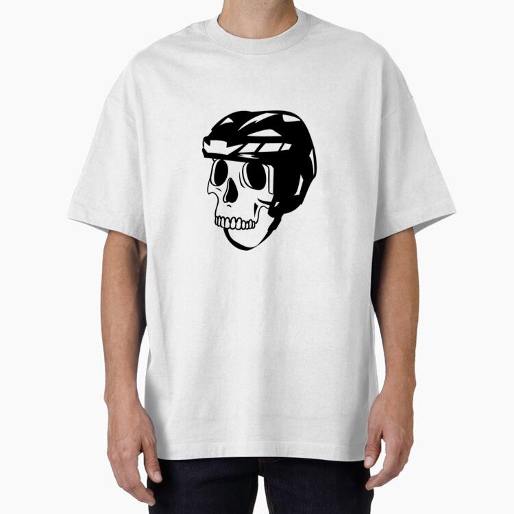 Hockey Helmet Skull High Contrast Oversized T-Shirt