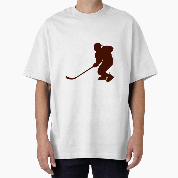 Hockey Ice Player Silhouette Oversized T-Shirt