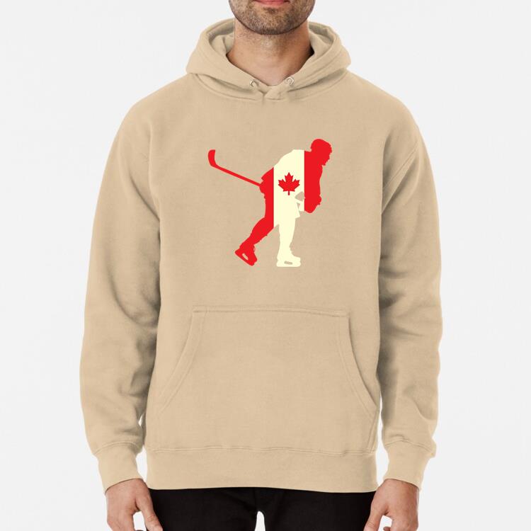 Hockey Player On Canada Flag Flat Hoodie