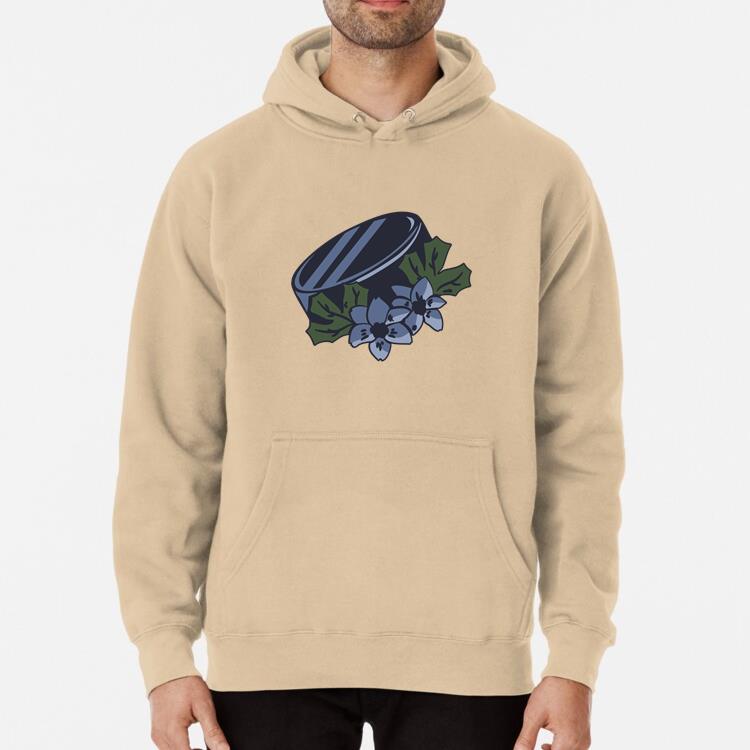 Hockey Puck With Flowers Illustration Hoodie
