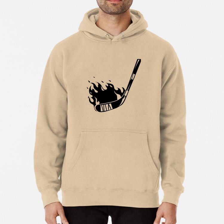 Ice Hockey On Fire High Contrast Hoodie
