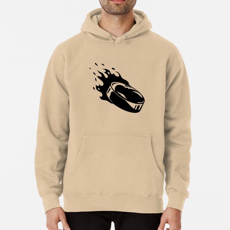 Ice Hockey Puck On Fire High Contrast Hoodie