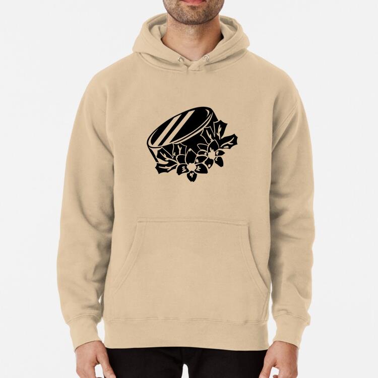 Ice Hockey Puck With Flowers High Contrast Hoodie