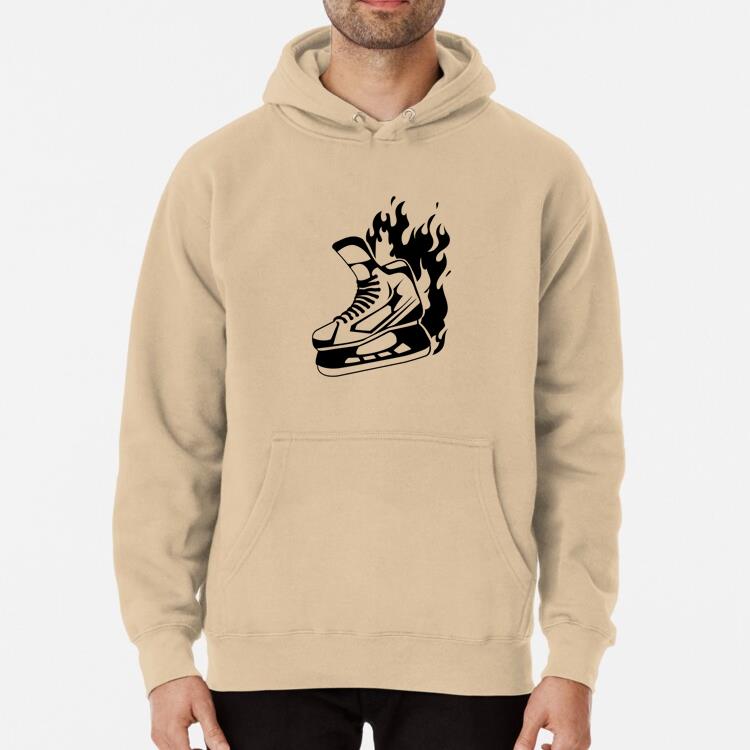 Ice Hockey Skate On Fire High Contrast Hoodie
