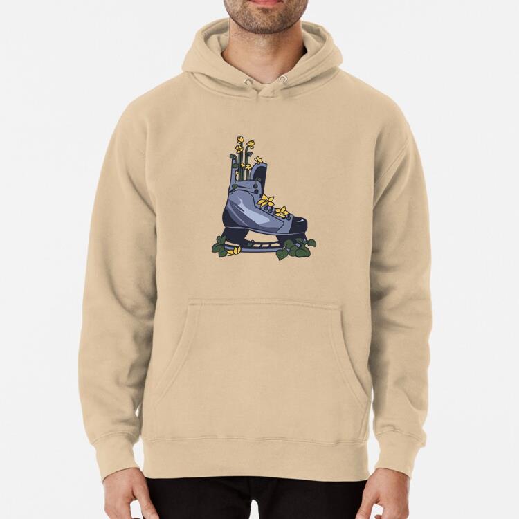 Ice Hockey Skate With Flowers Illustration Hoodie