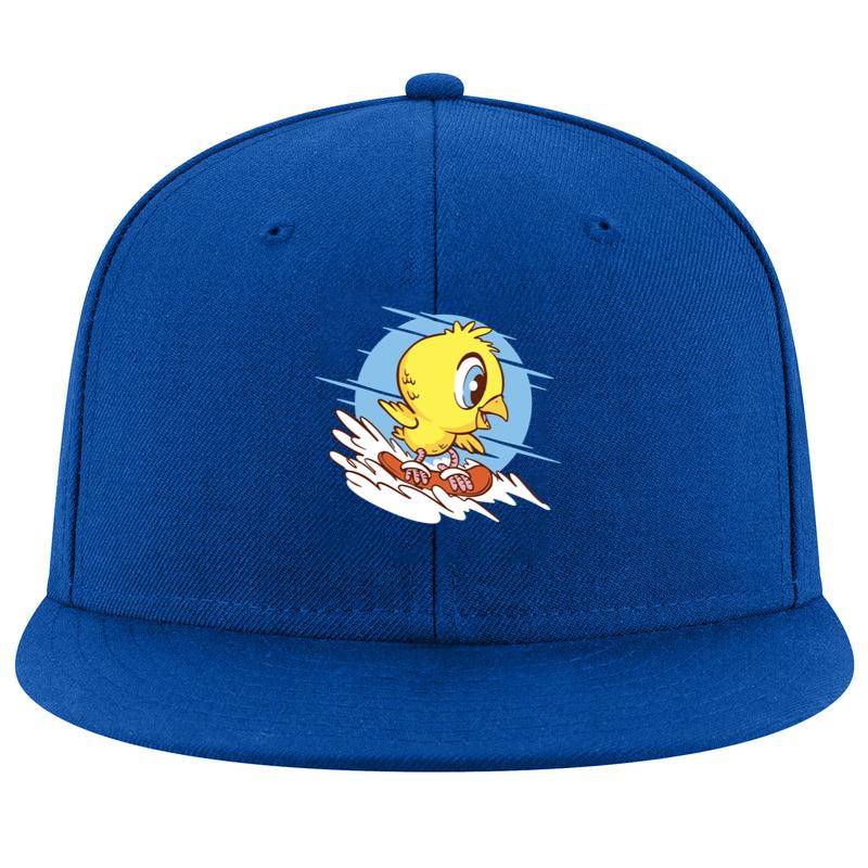 Little Chicken Joyfully Skiing In The Snow Cap