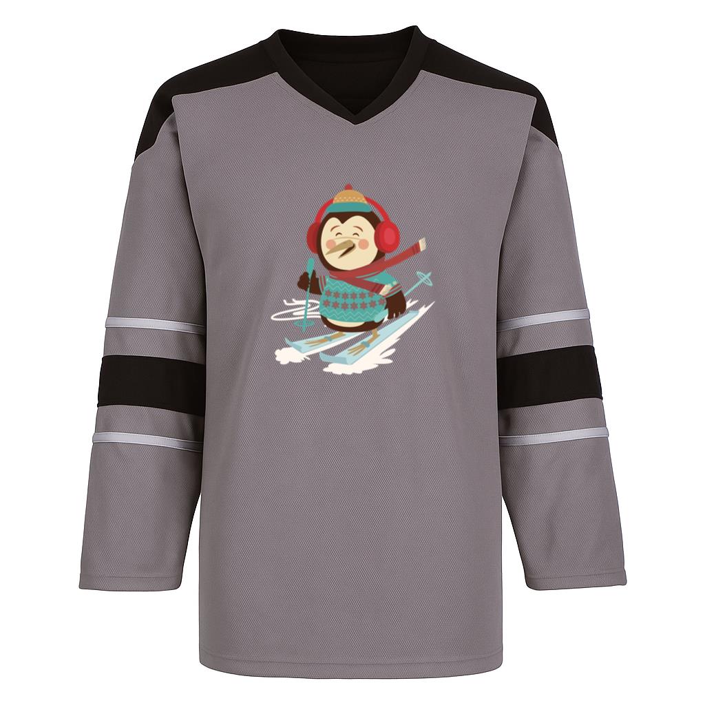 Penguin Skiing Cartoon Hockey Jersey