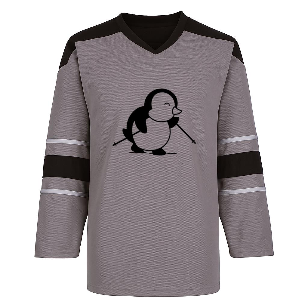 Penguin Skiing With Poles Hockey Jersey