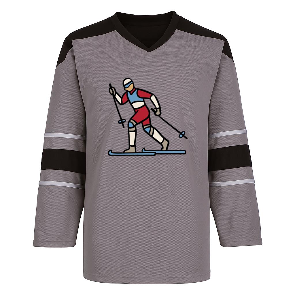 Person Skiing Hand Drawn Design Hockey Jersey