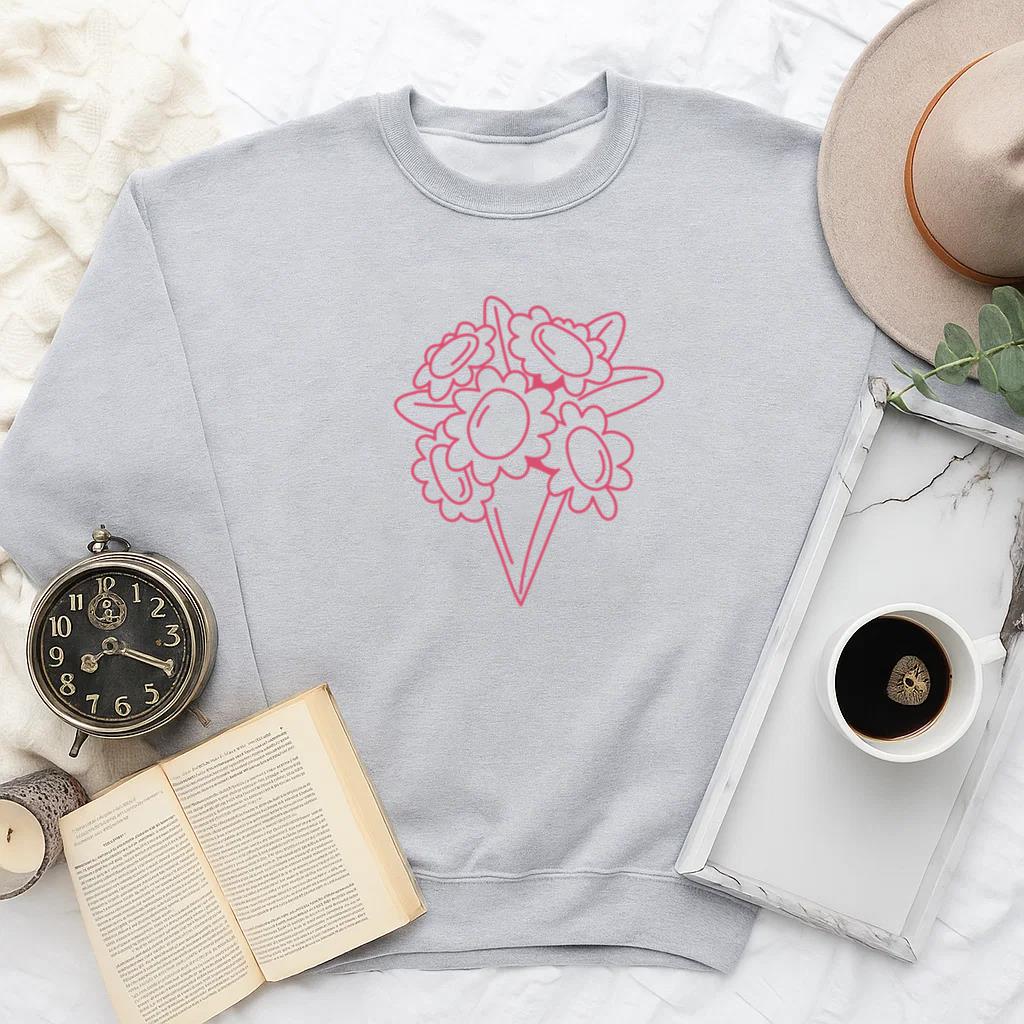 Playful Floral Bouquet Illustration Sweatshirt
