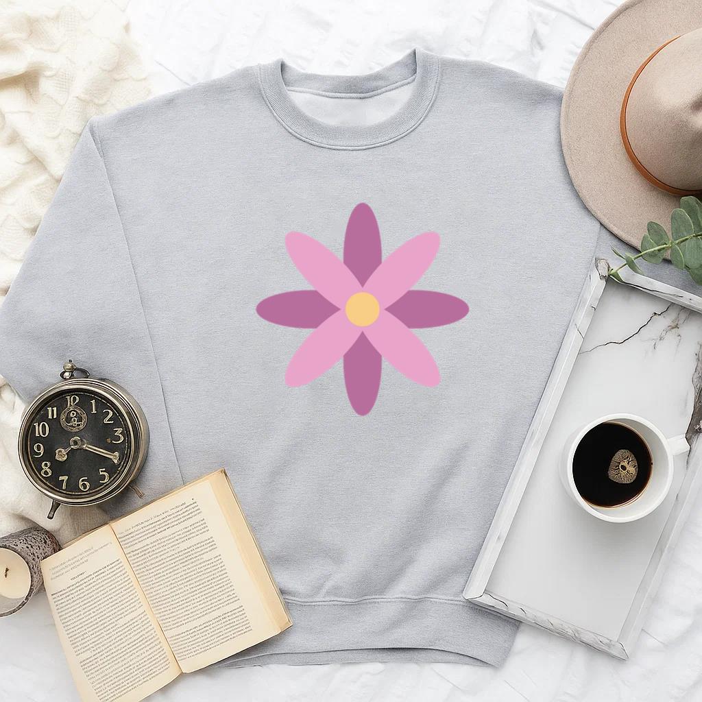Playful Floral Graphic Design Sweatshirt