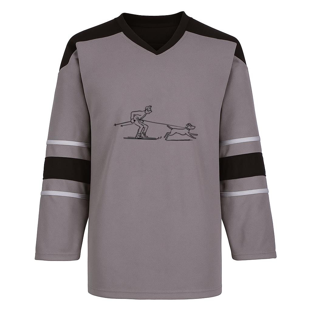 Playful Skiing Dog Illustration Hockey Jersey