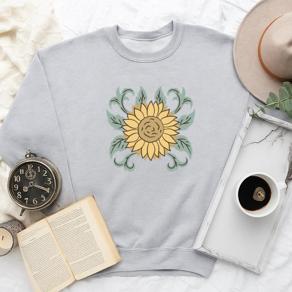 Vintage Sunflower Floral Design Sweatshirt