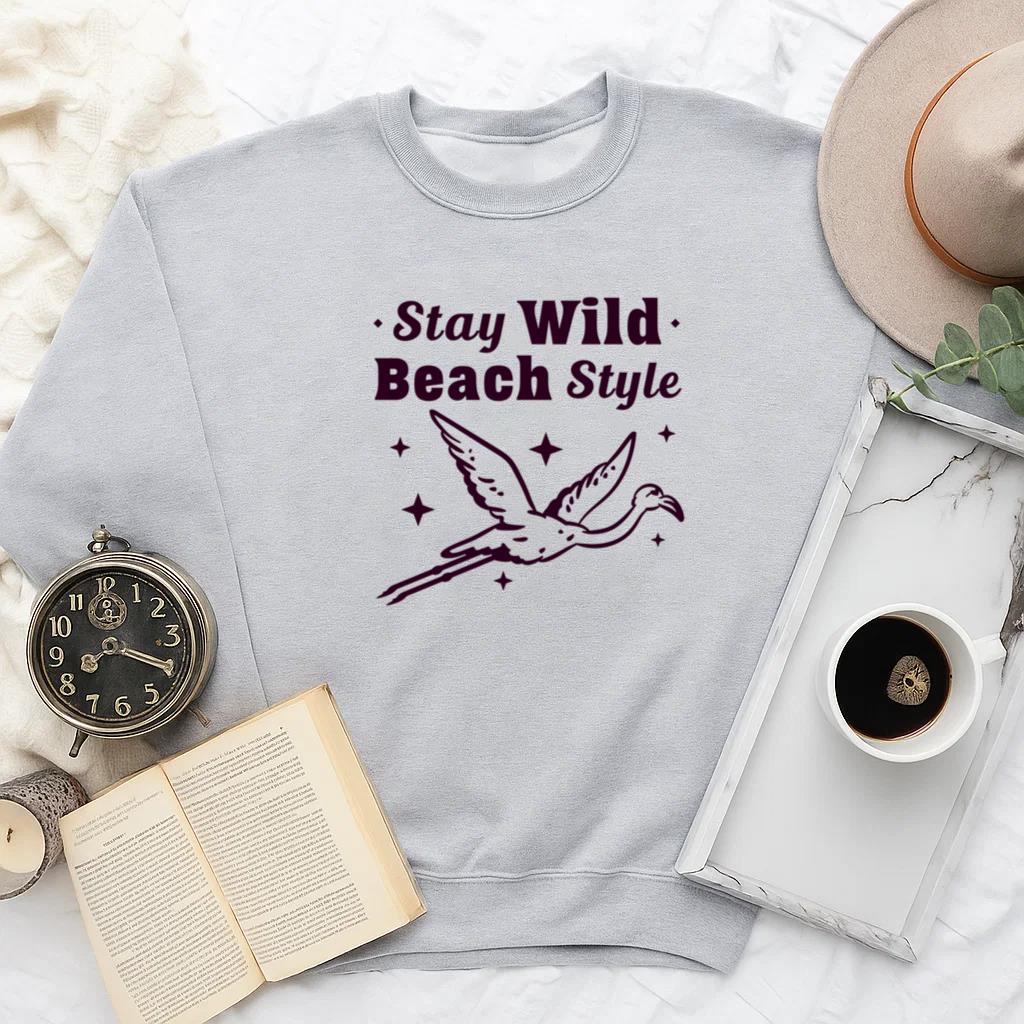 Whimsical Beach Style Flamingo Design Sweatshirt