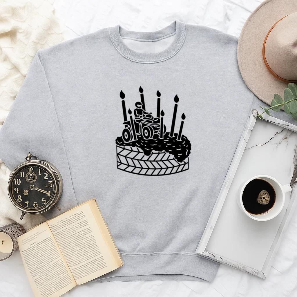 Whimsical Birthday Cake Quad Bike Design Sweatshirt