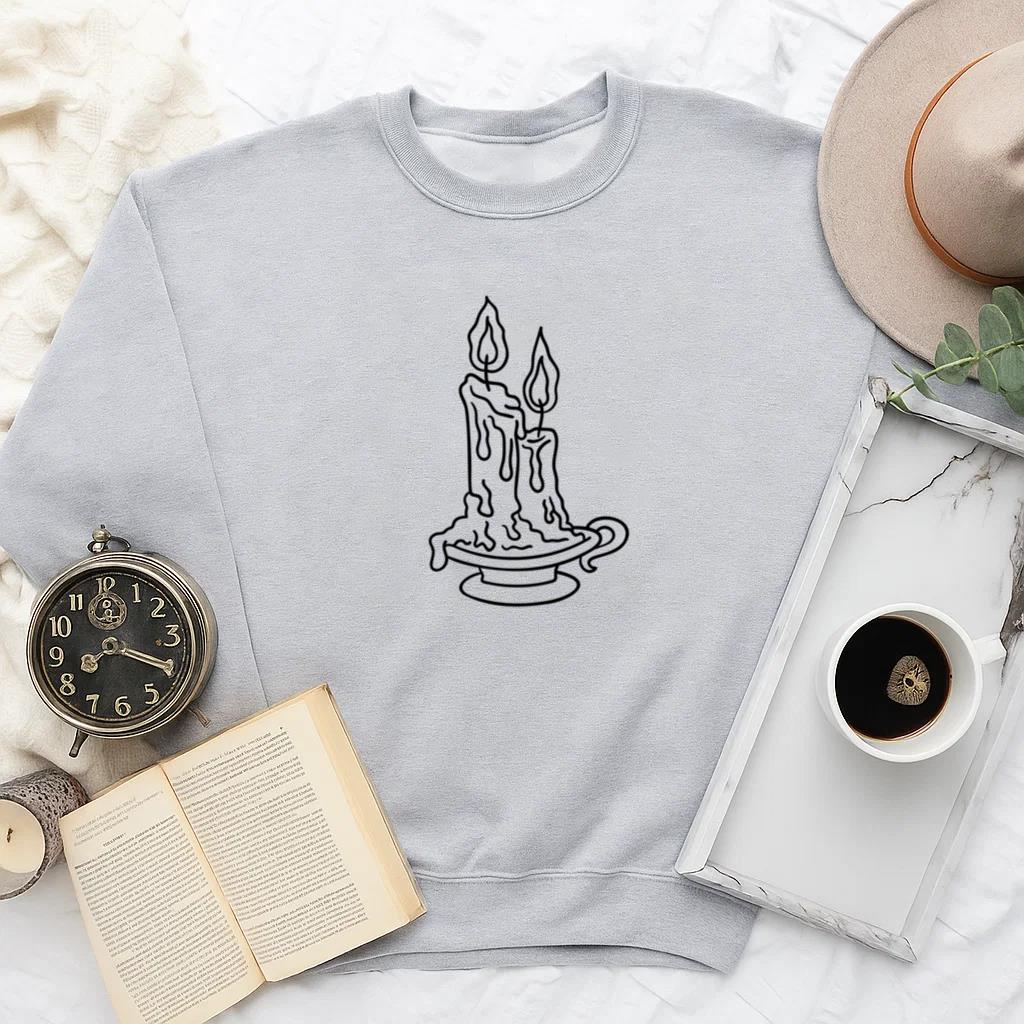 Whimsical Candle Illustration Design Sweatshirt