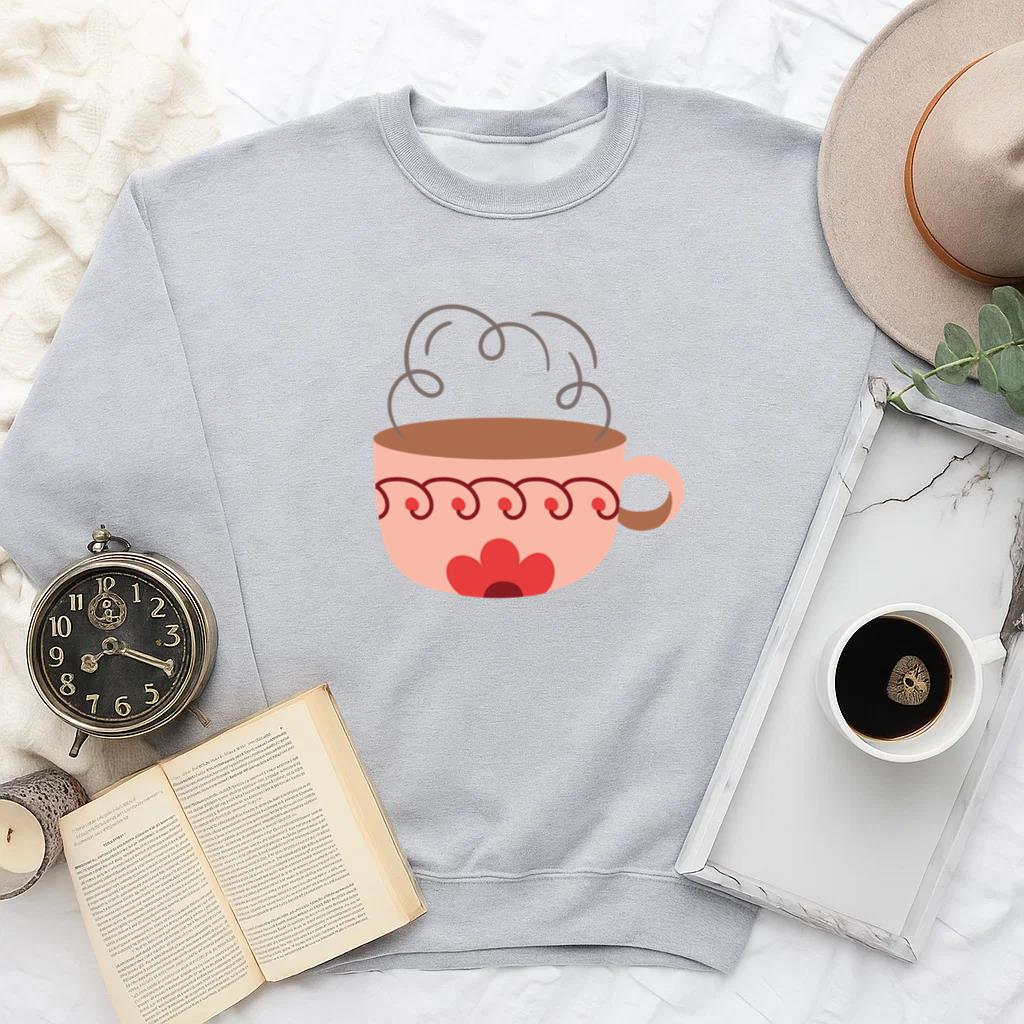 Whimsical Coffee Cup Illustration Sweatshirt