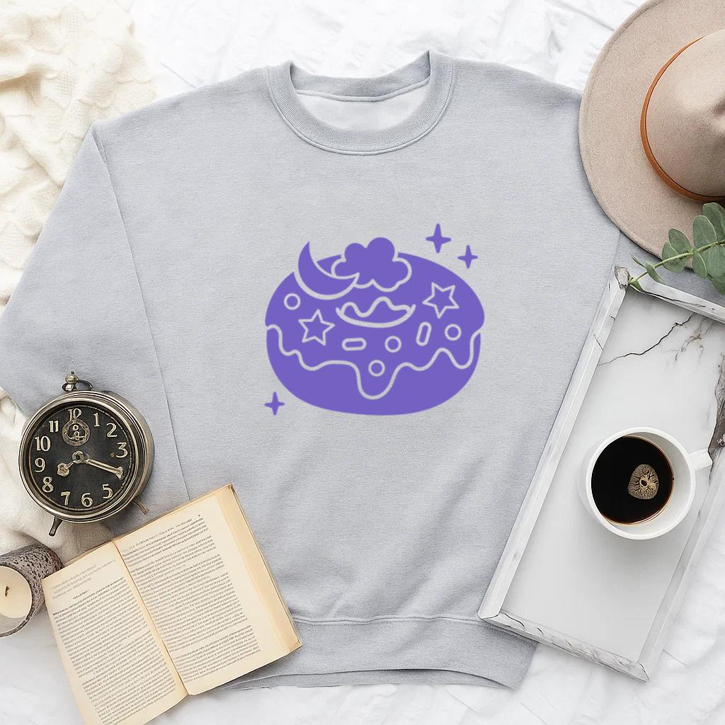 Whimsical Donut Design With Stars And Clouds Sweatshirt