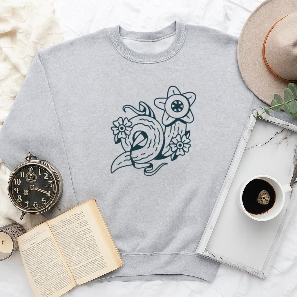 Whimsical Floral And Bird Illustration Design Sweatshirt