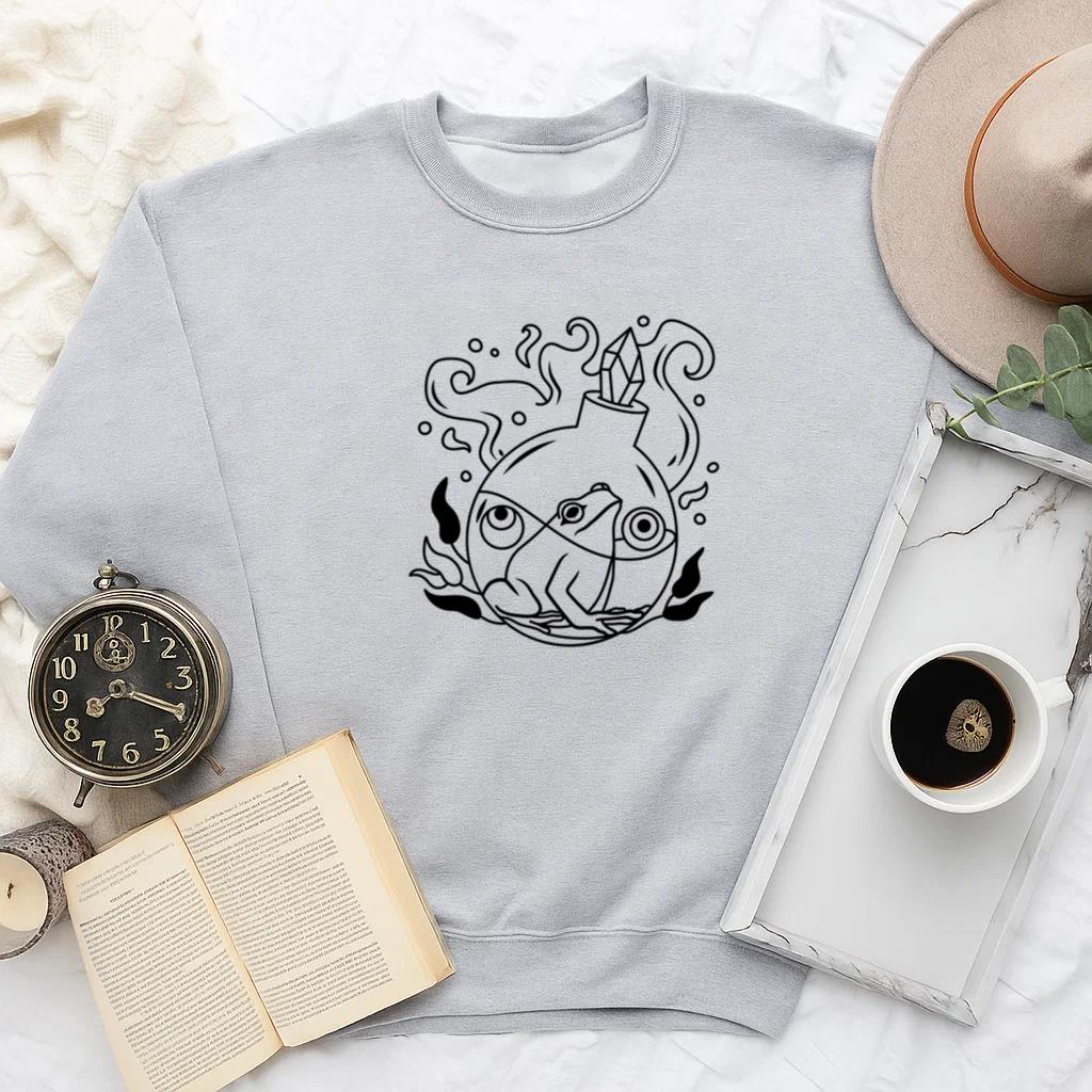 Whimsical Frog In Potion Design Sweatshirt