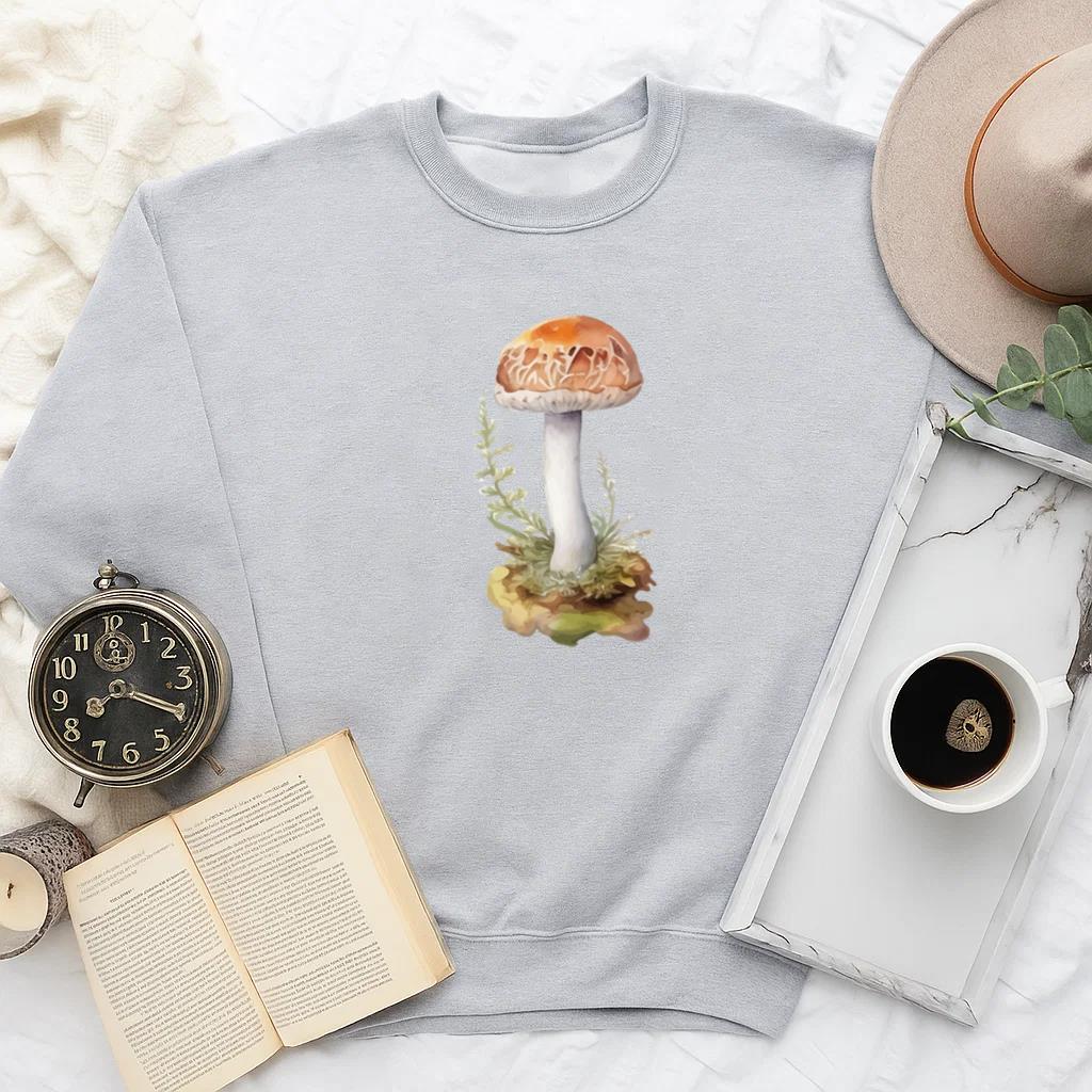 Whimsical Mushroom Illustration On A Neutral Background Sweatshirt