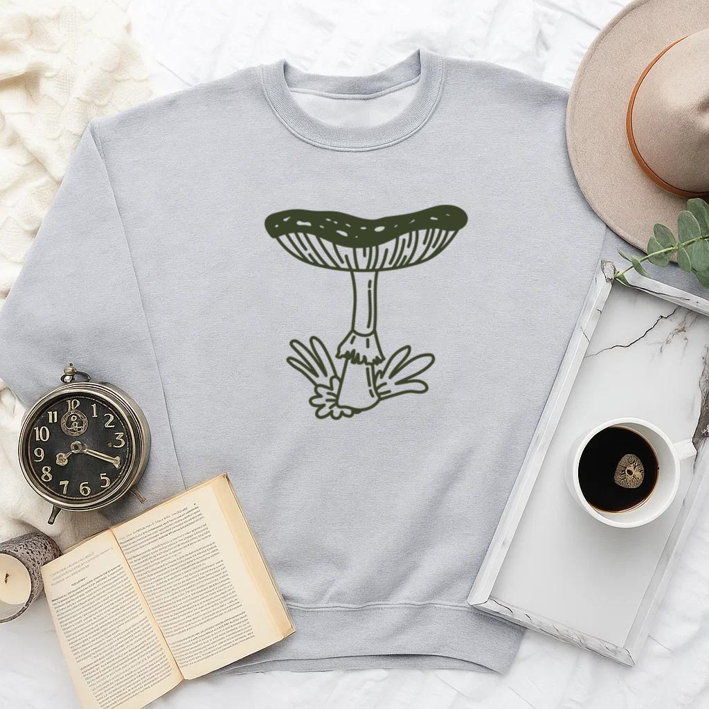 Whimsical Mushroom Sketch Design For Casual Wear Sweatshirt