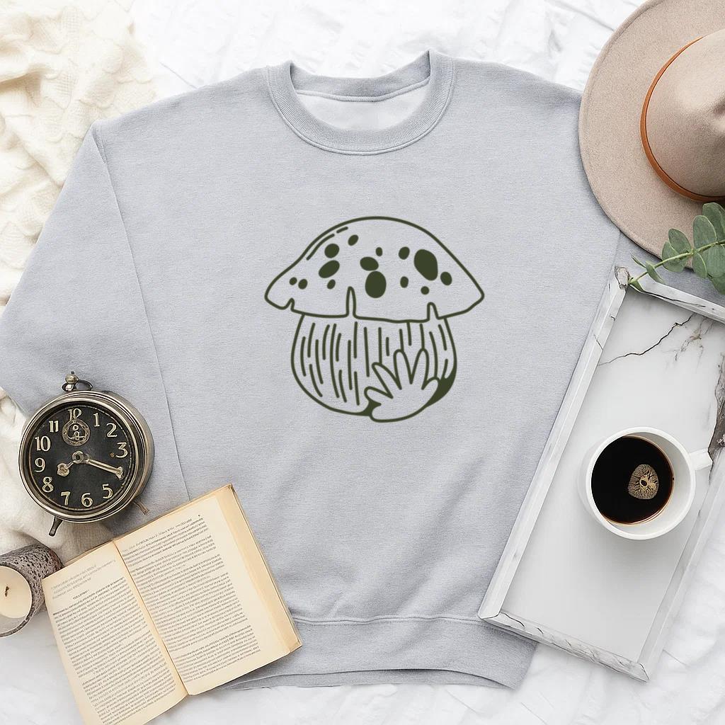 Whimsical Nature Inspired Mushroom Graphic Design Sweatshirt