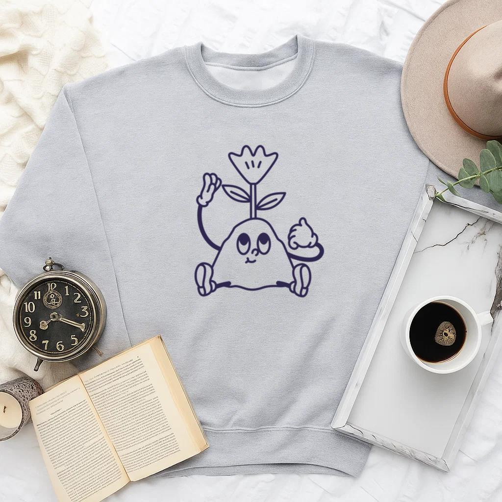 Whimsical Plant Character Illustration Sweatshirt