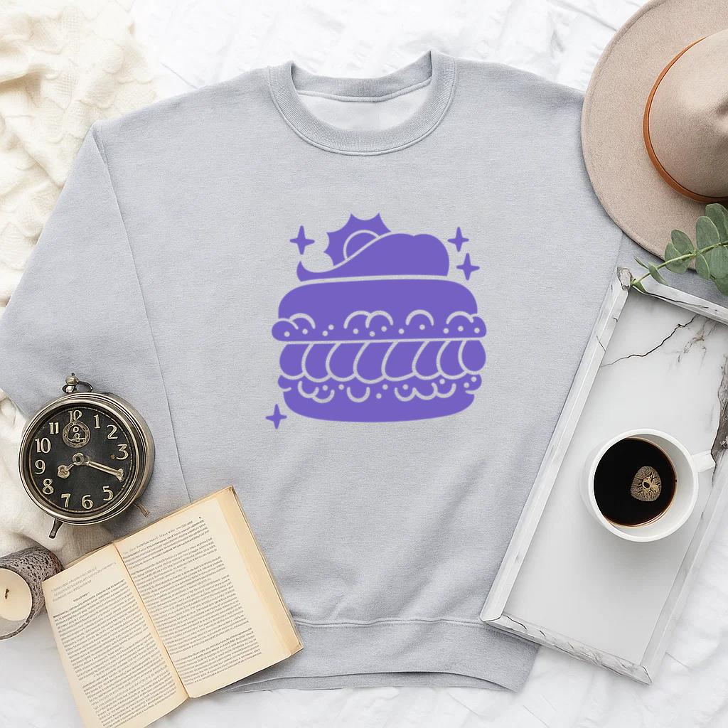 Whimsical Purple Dessert Illustration Sweatshirt