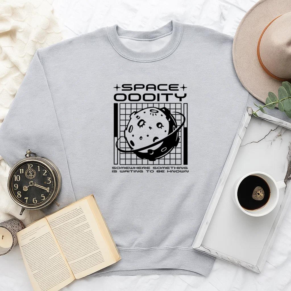 Whimsical Space Themed Graphic Design With Planet Illustration Sweatshirt