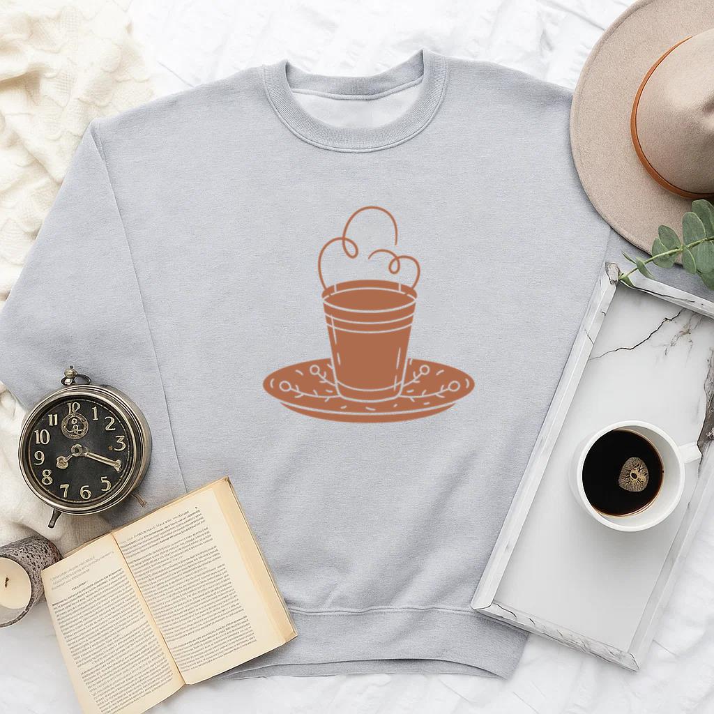 Whimsical Tea Cup Illustration With Steam Sweatshirt